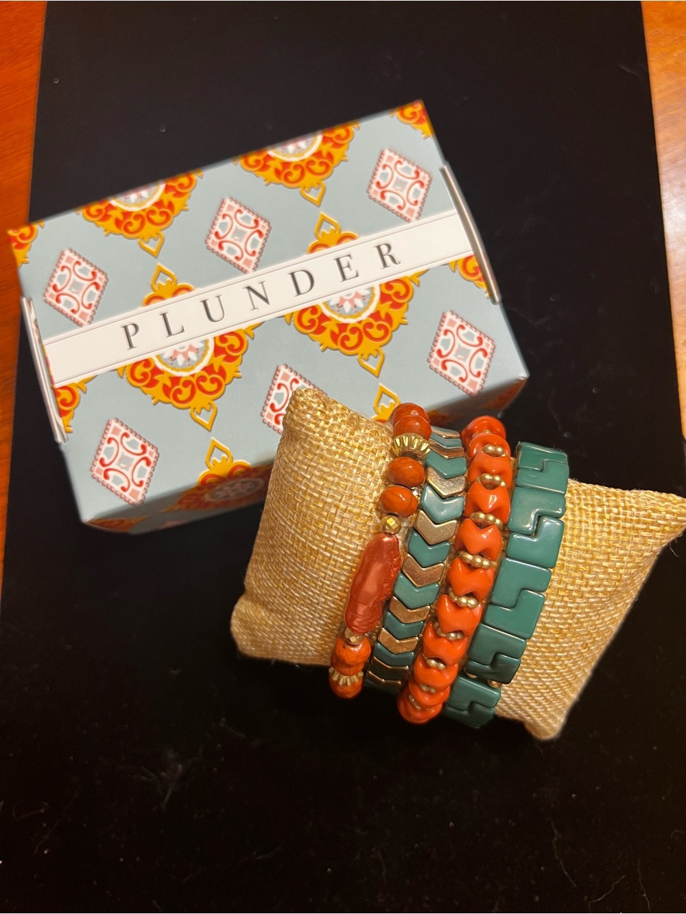 Plunder Green and Orange Multi-Row Bracelet Set